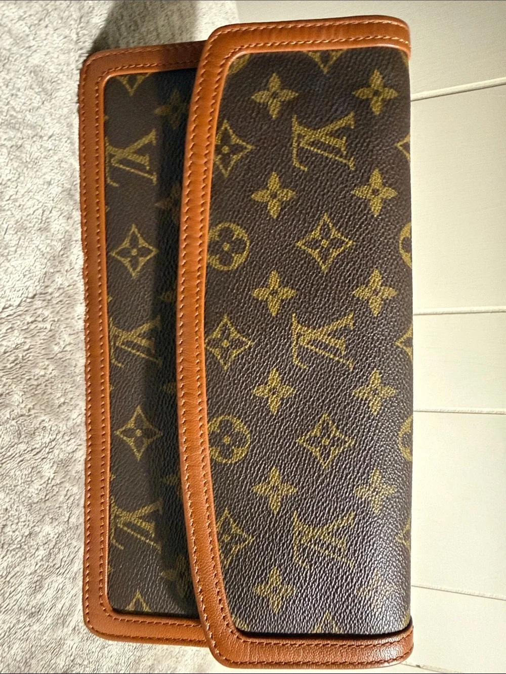 Louis Vuitton Monogram Wallet in Brown and Tan Trim